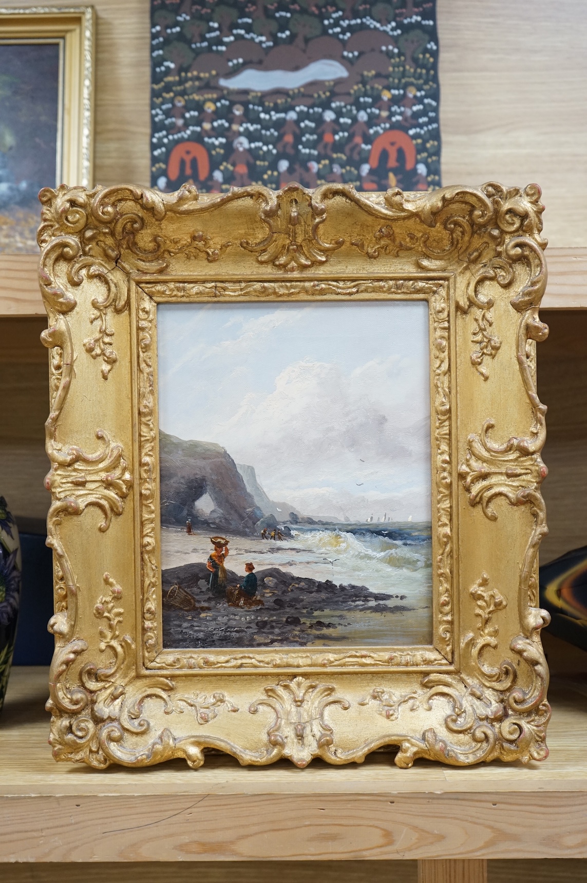 19th century, English School, 'The days catch', unsigned, oil on canvas, Denton Fine Art paperwork label verso, 24 x 19cm, ornate gilt frame